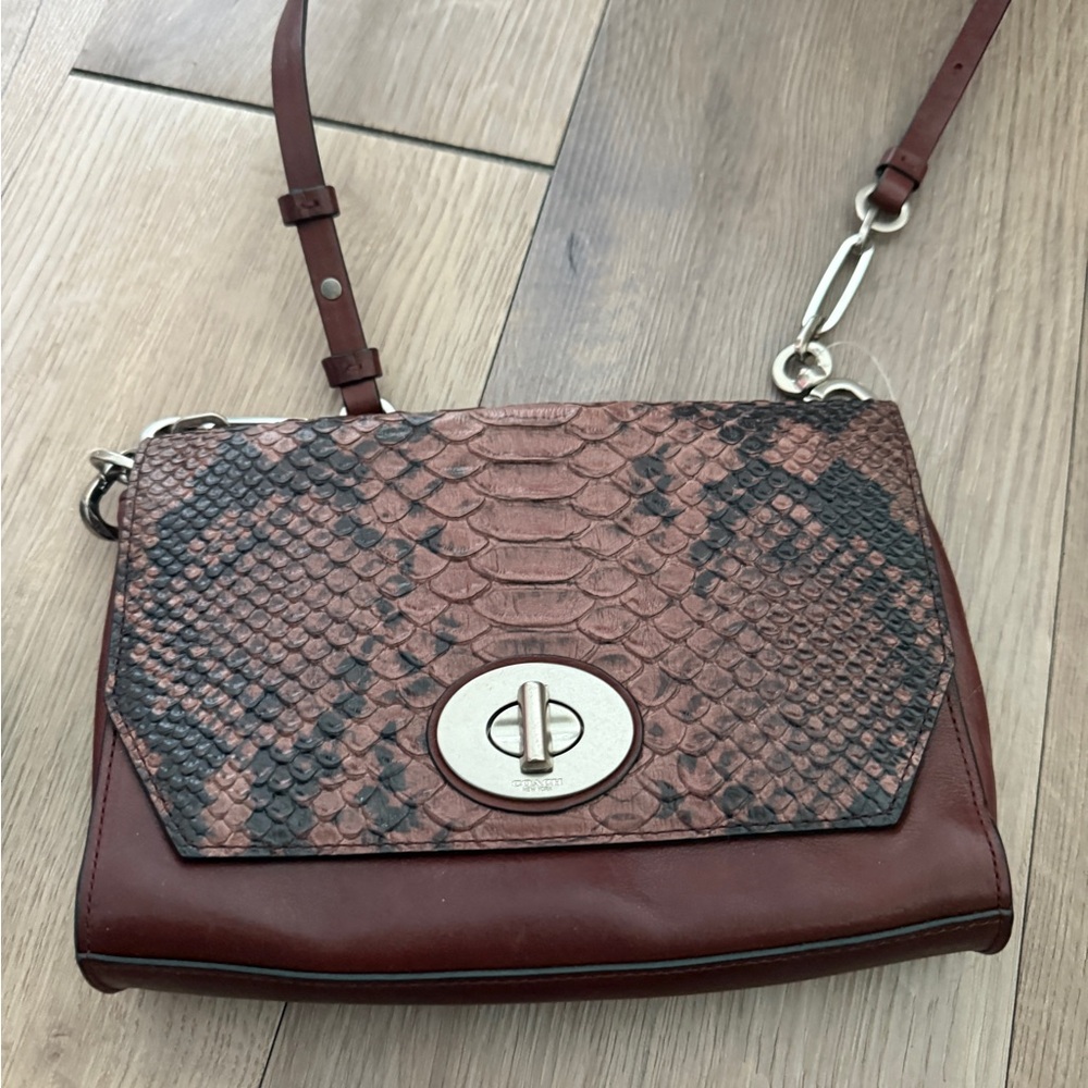 Coach Brown Snake-Embossed Crossbody Bag